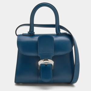 Delvaux Blue Leather Mini Le Brillant Top Handle Bag