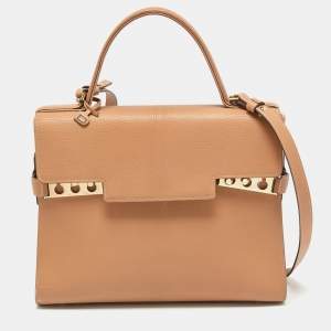 Delvaux Beige Leather Tempete GM Top Handle Bag                  