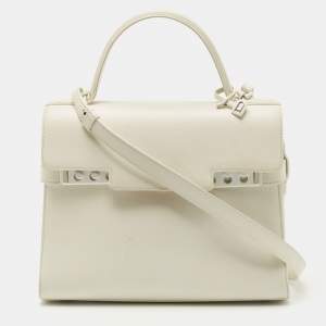 Delvaux White Leather Tempete MM Top Handle Bag                  