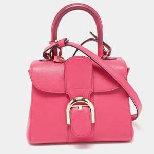 Delvaux Magenta Leather Mini Le Brillant Top Handle Bag