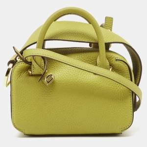 Delvaux Green Leather Nano Cool Box Shoulder Bag