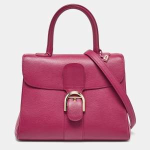 Delvaux Berry Leather Brillant Sellier MM Top Handle Bag