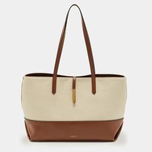 Pre Owned DeMellier Brown/Natural Canvas and Leather The Tokyo Tote