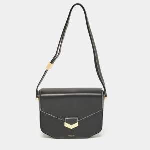DeMellier Black Leather Flap Crossbody Bag