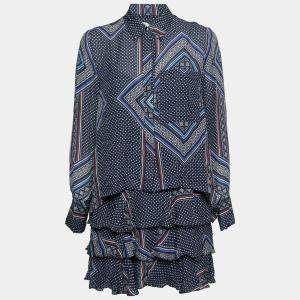 Derek Lam 10 Crosby Blue Printed Silk Tiered Dress and Blouse Set M