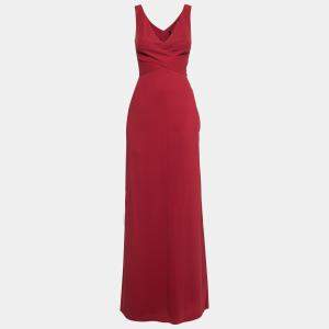Derek Lam Burgundy Criss Cross Pleated Bodice Sleeveless Gown XS