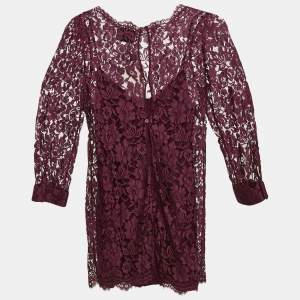 D&G Burgundy Floral Lace Short Dress M