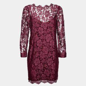D&G Burgundy Floral Lace Short Dress M