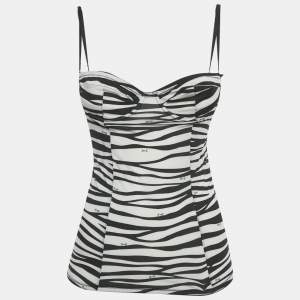 Pre Owned D&G Underwear Black/White Printed Jersey Camisole M