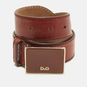 Pre Owned D&G 80 CM Buckle Belt Brick Red Leather