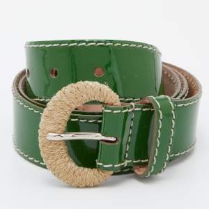 D&G Green Patent Leather Buckle Belt 85CM