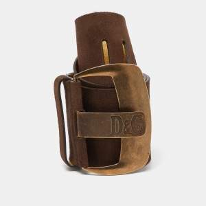 D&G Dark Brown Suede Wide Waist Buckle Belt 75CM
