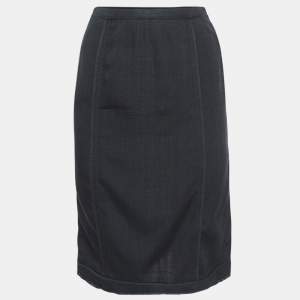 Dolce & Gabbana Black Crepe Piping Detail Pencil Skirt S