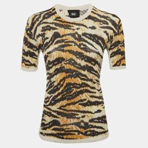 D&G Brown Tiger Pattern Cotton Knit T-Shirt S