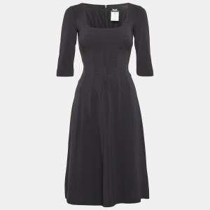 D&G Vintage Black Jersey Flared Short Dress S