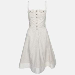 Pre Owned D&G Cream Striped Cotton Mini Dress S