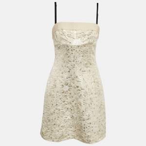 D&G Metallic Gold Floral Jacquard Mini Dress M