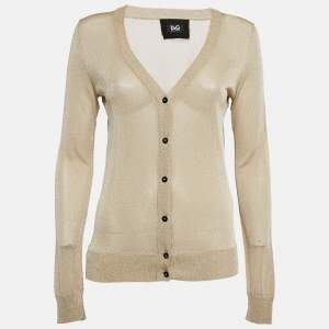 D&G Gold Lurex Knit Button Front Cardigan M