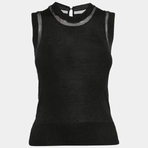 D&G Black Silk and Lurex Knit Sleeveless Top S
