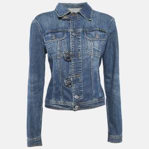 D&G Blue Denim Button Front Buckle Detail Jacket M