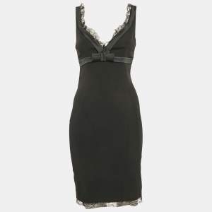 D&G Black Lace Trim Stretch Crepe Sheath Dress S