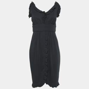 D&G Black Crepe Ruffled Sleeveless Short Dress M