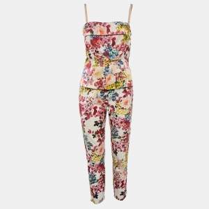 Dolce & Gabbana Multicolor Floral Print Cotton/Silk Top and Pants Set M