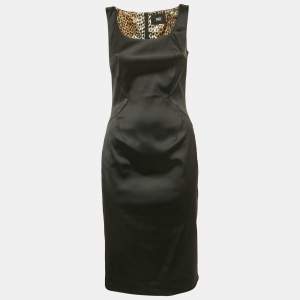 D&G Black Satin Sleeveless Sheath Dress M