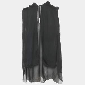 D&G Black Crinkled Silk Sleeveless Top M