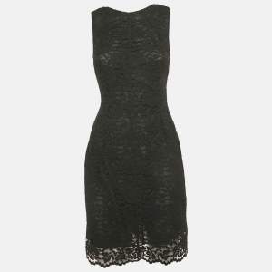 Pre Owned Dolce & Gabbana Black Lace Sleeveless Mini Dress M