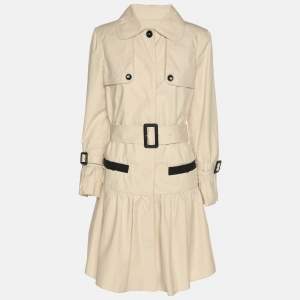 Pre Owned D&G Beige Gabardine Belted Trench Coat M