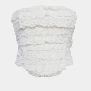مملوكة مسبقًا D&G White Lace Trim Cotton Strapless Corset Top S