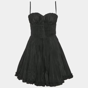 مملوكة مسبقًا D&G Black Taffeta Plisse Flared Mini Dress M