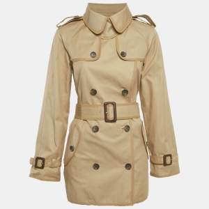 Pre Owned D&G Beige Gabardine Belted Short Coat S