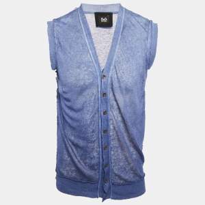 مملوكة مسبقًا D&G Blue Ombre Knit Sleeveless Vest L