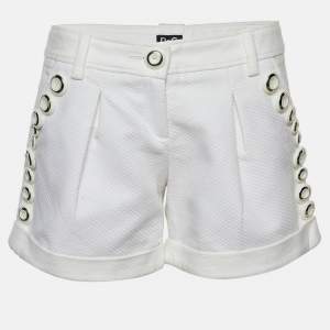 Pre Owned D&G White Cotton Button Detail Shorts S