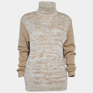 D&G Brown Argyle & Chunky Knit Turtleneck Sweater XL
