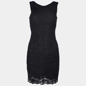D&G Black Lace Plunge Back Sleeveless Mini Dress S