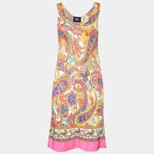 D&G Multicolor Printed Jersey Sleeveless Shift Dress L