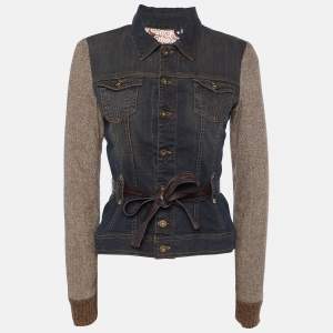 D&G Black Denim & Wool Sleeve Belted Jacket S