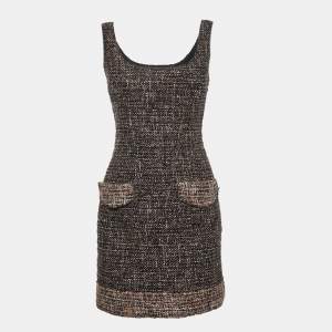 D&G Black Tweed Coset Detailed Sleeveless Mini Dress S