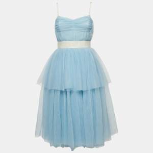 D&G Light Blue Tulle Strappy Midi Dress M