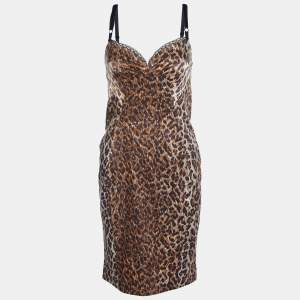 D&G Leopard Printed retch Satin Bustier Dress M