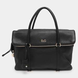 Pre Owned D&G Black Leather Lily Twist Satchel