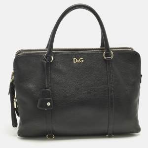 Pre Owned D&G Lily Twist Black Leather Laptop Bag