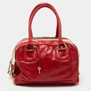 D&G Red/White Leather Lily Bag Bowler Bag