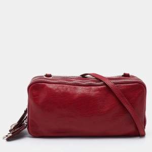 D&G Red Leather Top Zip Camera Crossbody Bag