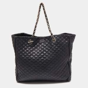 D&G Black Quilted Leather Lily Glam Tote