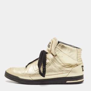 D&G Gold Leather Lace High Top Sneakers Size 37.5