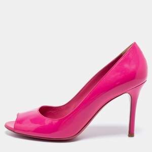 D&G Pink Patent Leather Peep Toe Pumps Size 41